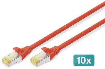 Digitus Patch-Kabel RJ-45 (M) bis RJ-45 (M) 3 m SFTP CAT 6a Rot (Packung mit 10) (DK-1644-A-030-R-10)