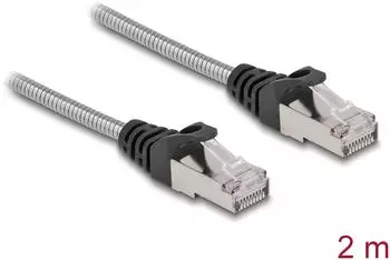DeLock Patch-Kabel RJ-45 (M) zu RJ-45 (M) 2,0m 4,9 mm U/FTP CAT 6a geformt Silber (80109)