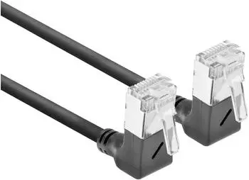 ACT Black 0.5m U/FTP CAT6A LSZH Slimline patch cable with RJ45 connectors 90? angled up (DA6900)