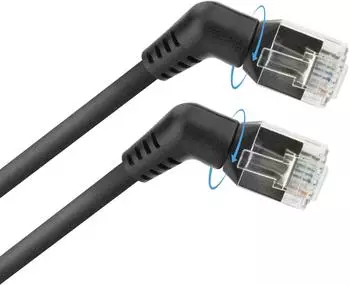 ACT Black 10m U/FTP CAT6A Slimline patch cable with angled 360? rotatable RJ45 (DD1910)