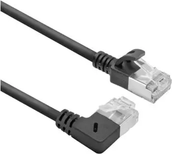 ACT Black 2m U/FTP CAT6A LSZH Slimline patch cable with RJ45 connectors 90? angled right (DA2902)