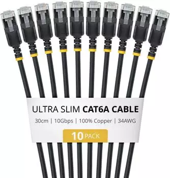 StarTech 30CM ULTRA SLIM CAT6A 10 PACK . (6ASTP34BKS30CM10PK)