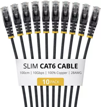 StarTech 1M BLACK SLIM CAT6 CABLE PACK . (N6PAT100CMBKS10PK)