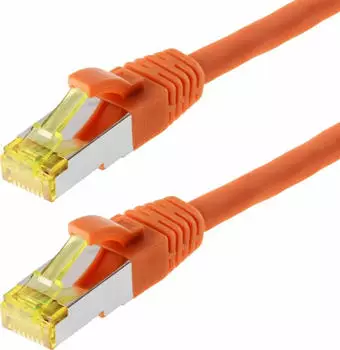 Helos Patchkabel S/FTP (PIMF) CAT 6a orange 7,5m Patchkabel mit schmalem Knickschutz (118191)