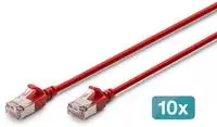 DIGITUS CAT 6A F-FTP Slim Patchkabel, 2 m, Rot, 10 St&uuml;ck, 2 m, Cat6a, F/FTP (FFT...