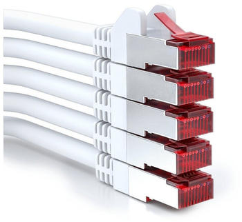 deleyCON 5x0,25m CAT6 Patchkabel Gigabit LAN DSL Netzwerkkabel - S/FTP PIMF Weiß (MK2000)