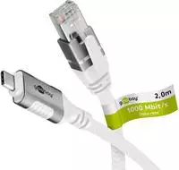 Goobay 74176 Ethernet-Kabel USB-CTM 3.1 auf RJ45, 2 m, 2 m, wei&szlig; - verbindet...