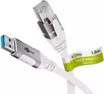 Goobay Ethernet-Kabel USB-A 3.0 auf RJ45 1m weiss