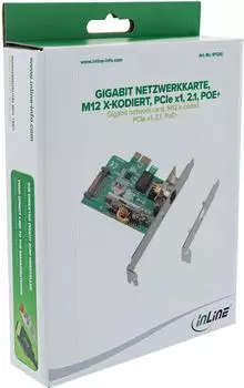 InLine Gigabit Netzwerkkarte M12 x-kodiert, PCIe x1, PoE+ (51124I)