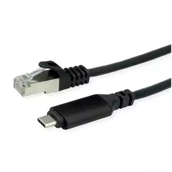 Roline USB 3.2 Gen 2 Typ C zu Gigabit Ethernet Konverterkabel, schwarz, 1m (12.02.1165)