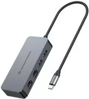 Conceptronic Adapter USB-C->2xGbE+2xUSB-A3.2 5Gbs gr - Adapter - Digital/Daten
