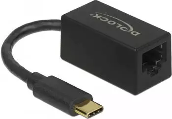 DeLock USB-C auf Gigabit LAN Adapter, USB 3.2 Gen 1, kompakt, schwarz (66043)