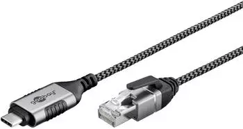 Goobay USB-C 3.1 auf RJ45 Ethernet-Adapterkabel 5m, schwarz/silber (74405)