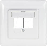 Logilink Keystone Faceplate 90&deg; for 2 modules, straight outlet, signal white