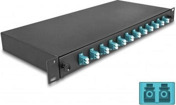 DeLock 19 Zoll LWL Spleißbox 12 x LC Duplex OM3 1HE spleißfertig komplett bestückt (67004)