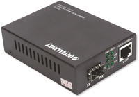 Intellinet Gigabit PoE+ Medienkonverter, 1000Base-T RJ45-Port auf SFP-Port, PoE+
