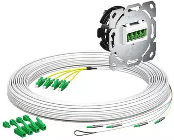 Kaiser Elektro Teilnehmeranschluss (Gf-TA) E3S Connect&reg;, Unterputz, 4xF, LC/APC QD, L=20m, H&Uuml;P (4250026)
