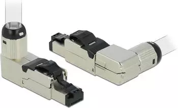 DeLock Netzwerkanschluss - RJ-45 (M) gewinkelt - STP - CAT 6a - geschirmt