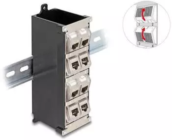 DeLock 67039 Keystone Halterung 8 Port neigbar Hutschiene
