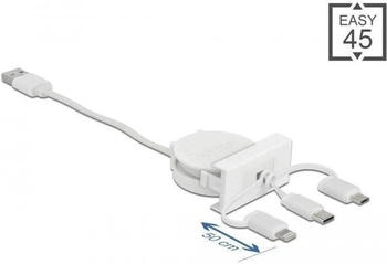 DeLock 81375 Easy 45 Modul USB 2.0 3-in-1 Aufrollkabel weiß
