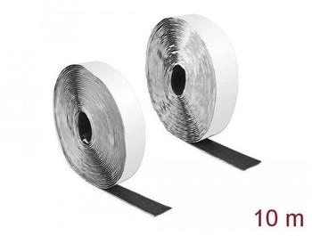 DeLock 19081 Klettband selbstklebend 10 m x B 25 mm schwarz