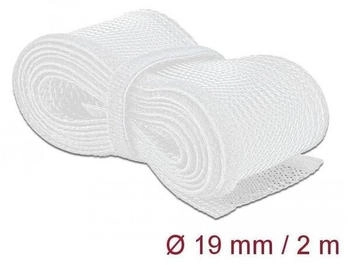 DeLock 20702 Geflechtschlauch mit Klettverschluss 2 m x 19 mm wei&szlig;