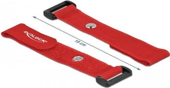 DeLock 19545 Klett-Kabelbinder mit Schlaufe und &Ouml;se L 190 x B 25 mm rot 5 Stk