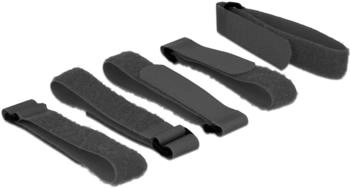 DeLock 18704 Klett-Kabelbinder mit Schlaufe 300 mm x 20 mm 5 Stck schwarz