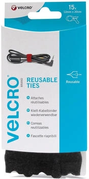 Velcro VEL-EC60466 Klettkabelbinder zum Bündeln Haft- und Flauschteil (L x B) 200mm x 12mm Schwar