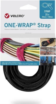 Velcro Klettkabelbinder One Wrap Strap 20 x 200mm schwarz 25 Stück (VEL-OW64501)