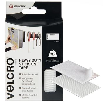 Velcro VEL-EC60240 Klettband zum Aufkleben Haft- und Flauschteil extrastark 100mm x 50mm Weiß 2 Paar