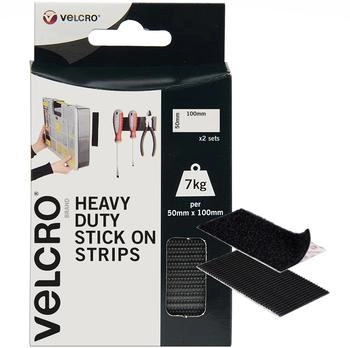 Velcro VEL-EC60239 Klettband zum Aufkleben Haft- und Flauschteil (L x B) 100mm x 50mm Schwarz 2 Paar
