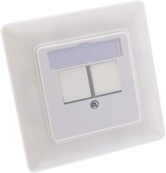 InLine Steckdose Rahmenset für 2x RJ45 Einsatz Keystone SNAP-In weiss RAL9010 (76202Z)