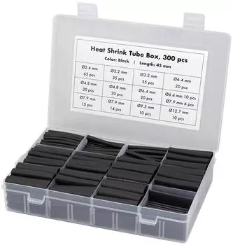 LogiLink Schrumpfschlauch Schrumpfschlauch-Set 300 stk. 45mm Länge 3:1 Schrumpfrate schwarz (300x) (KAB0122)