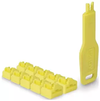 Lindy RJ45-Port-Schl&ouml;sser (10 St&uuml;ck) mit Schl&uuml;ssel Gelb (47900)