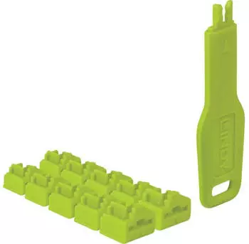 Lindy RJ45 Port Schl&ouml;sser gr&uuml;n 10 Stck + 1 Schl&uuml;ssel (47894)