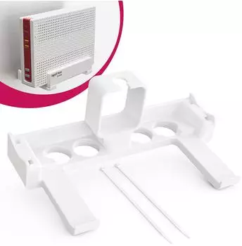 Mobilefox Wand & Steckdosen Halterung passend f&uuml;r FritzBox 6690/6591 Cable Kabelmanagement (700183-W)