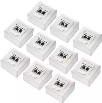 deleyCON CAT6 Universal Netzwerkdose 2x RJ45 Port geschirmt 10 Stück Weiß (MK2165)