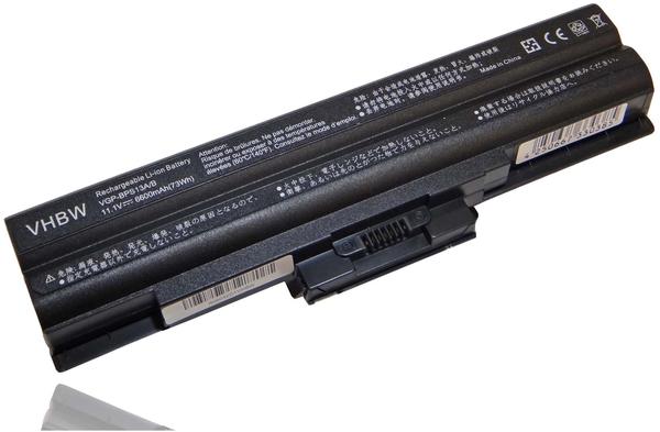 vhbw Akku Li-Ion 6600mAh 11.1V schwarz passend für Sony Vaio Vgn-Aw230J/H, Vgn-Aw235J/B, Vgn-Aw290Jfq et