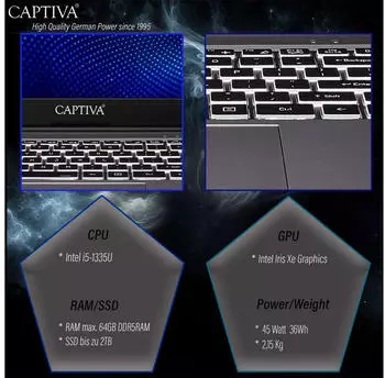 Captiva Power Starter I99-141CH – Captiva Power Starter I99-141CH – Business Notebook mit großzügiger SSD und Full HD Display
