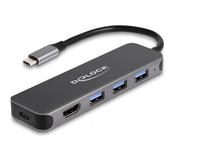 Delock Hub - 3 x USB 3.2 Gen 1 + 1 x USB-C (Spannungsversorgung) - + 1 x HDMI -