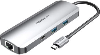 Vention USB-C Dockingstation auf HDMI USB-C 2x USB3.0 RJ45 SD TF TRRS 3,5mm PD grau (TOMHB)