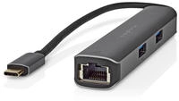 USB-C Hub 5-in-1 zu RJ45 / 3x USB-A / HDMI 4K / 0,2m / 5Gbps