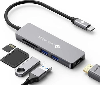 Novoo USB-C Hub (5 in 1) Aluminium mit HDMI 4K Adapter USB 3.0 SD und microSD (1000003)