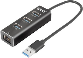 Club3D USB 3.2 Typ A > 3x USB 3.2 Typ A/LAN Dockingstation Schwarz (CSV-1430A)