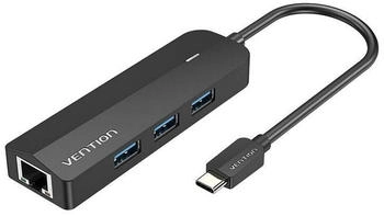 Vention Typ C (USB-C) bis 3 x USB 3.0 / RJ45 / Micro-B HUB 0,15 m schwarz ABS Type (TGPBB)