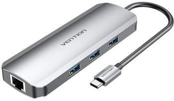 Vention USB-C auf HDMI / 3 x USB3.0 / RJ45 / SD / TF / 3,5 mm / PD Gray (TOLHB)