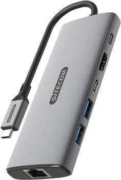 Sitecom CN-5506 6in1 USB-C PD GEN2 MultiAda (USB-C 6 Ports) Dockingstation Grau