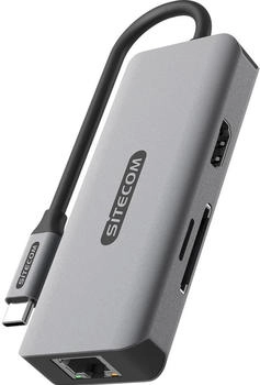 Sitecom 6 in 1 USB-C LAN Multiport Adapter Dockingstation Grau (CN-5503)