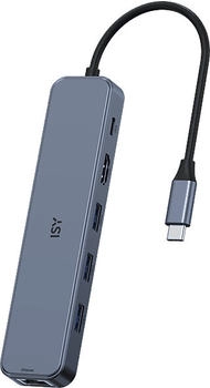 ISY IAD-1048 6-in-1 USB-C Multiport Adapter Silber